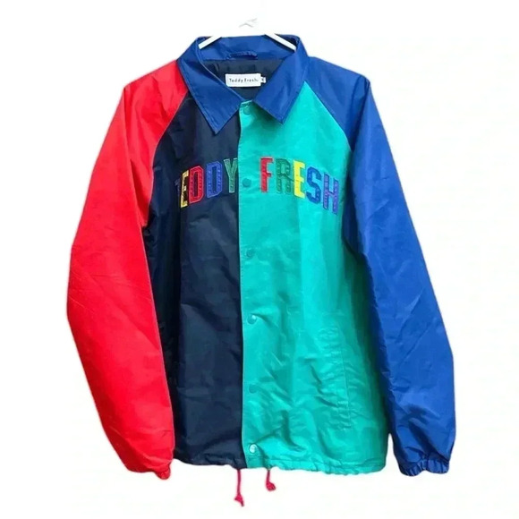 Teddy Fresh Color Block Windbreaker Jacket Size M - Picture 1 of 11